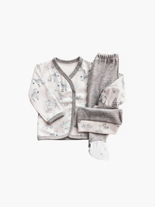 Ajuar 3 piezas Bata Estampado